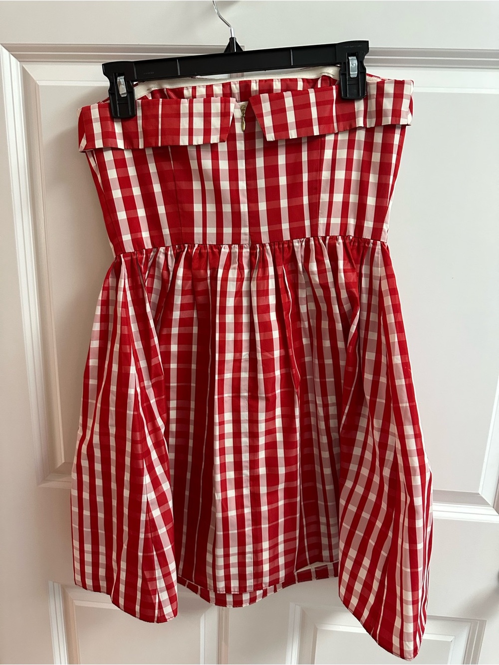 Vineyard Vines Red and White Gingham Strapless Dress